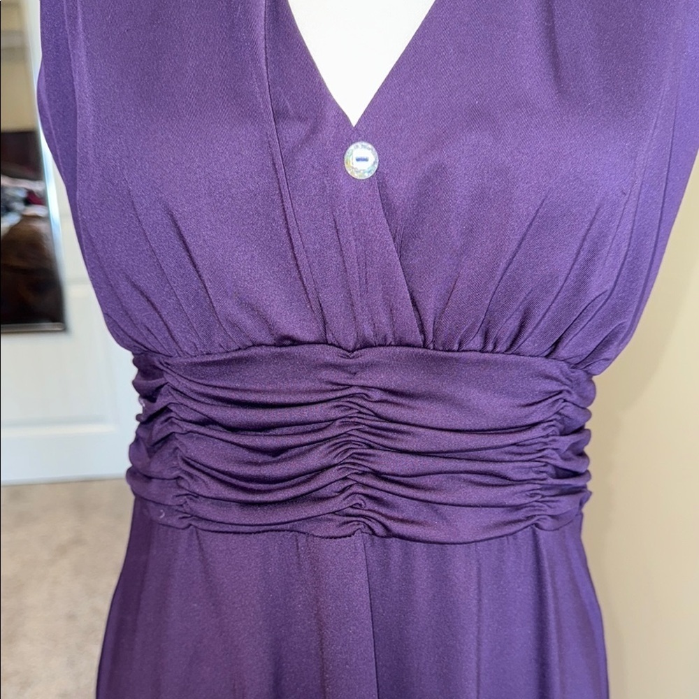 George Dress Elegant Purple Sleeveless Ruched Waist Women's Size S - Picture 4 of 10